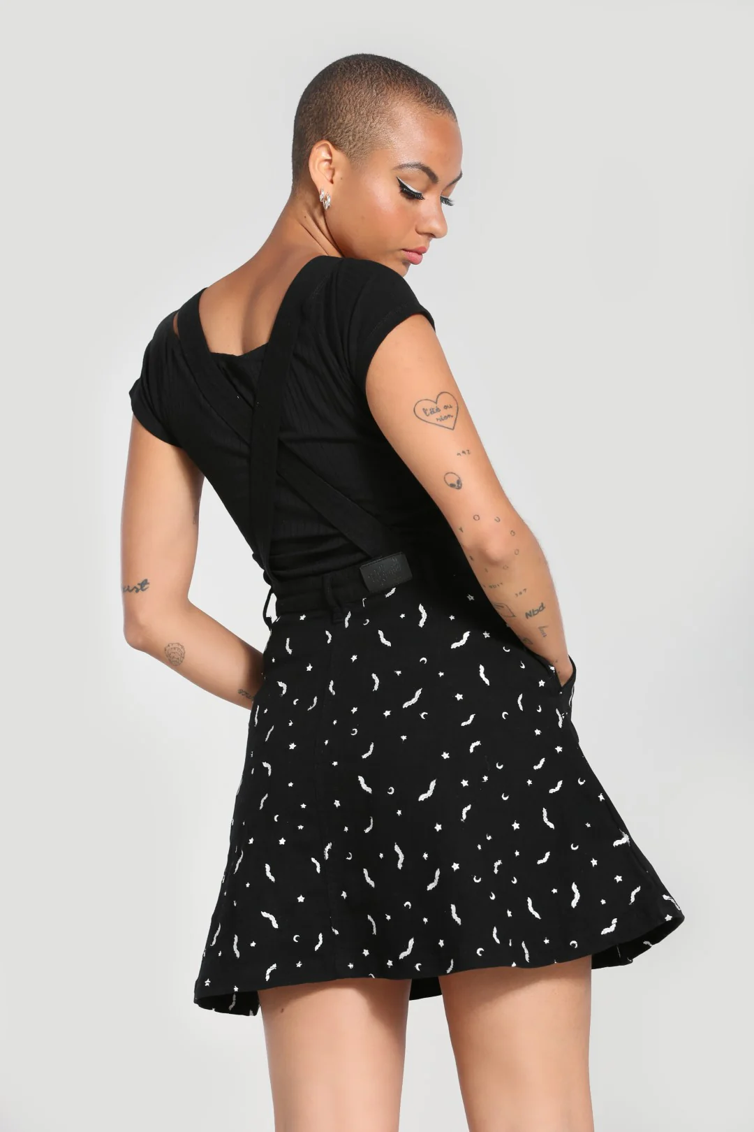 Bat Pinafore Dress Black - Image 2