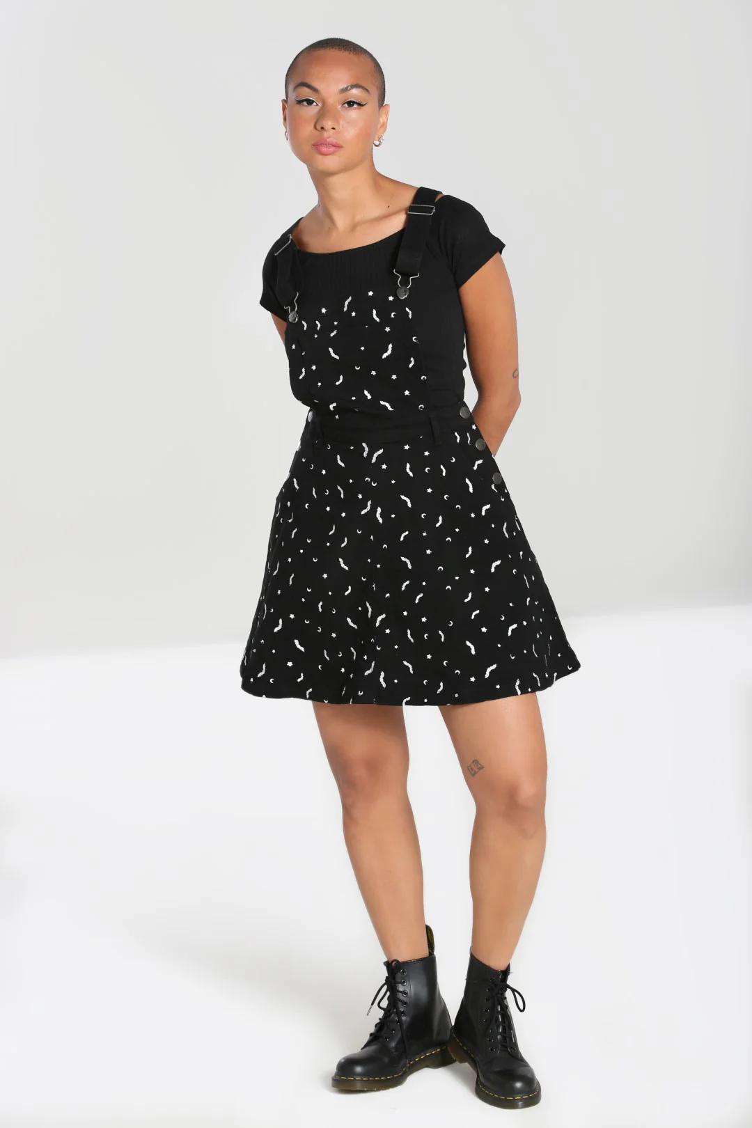 Bat Pinafore Dress Black - Image 3