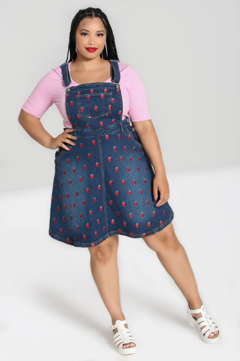 Strawberry Denim Pinafore Dress - Image 10