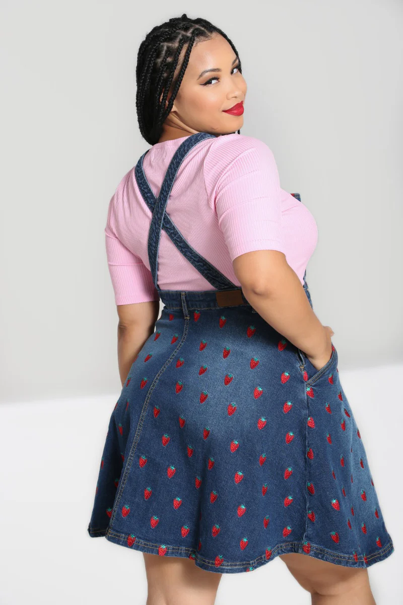 Strawberry Denim Pinafore Dress - Image 11