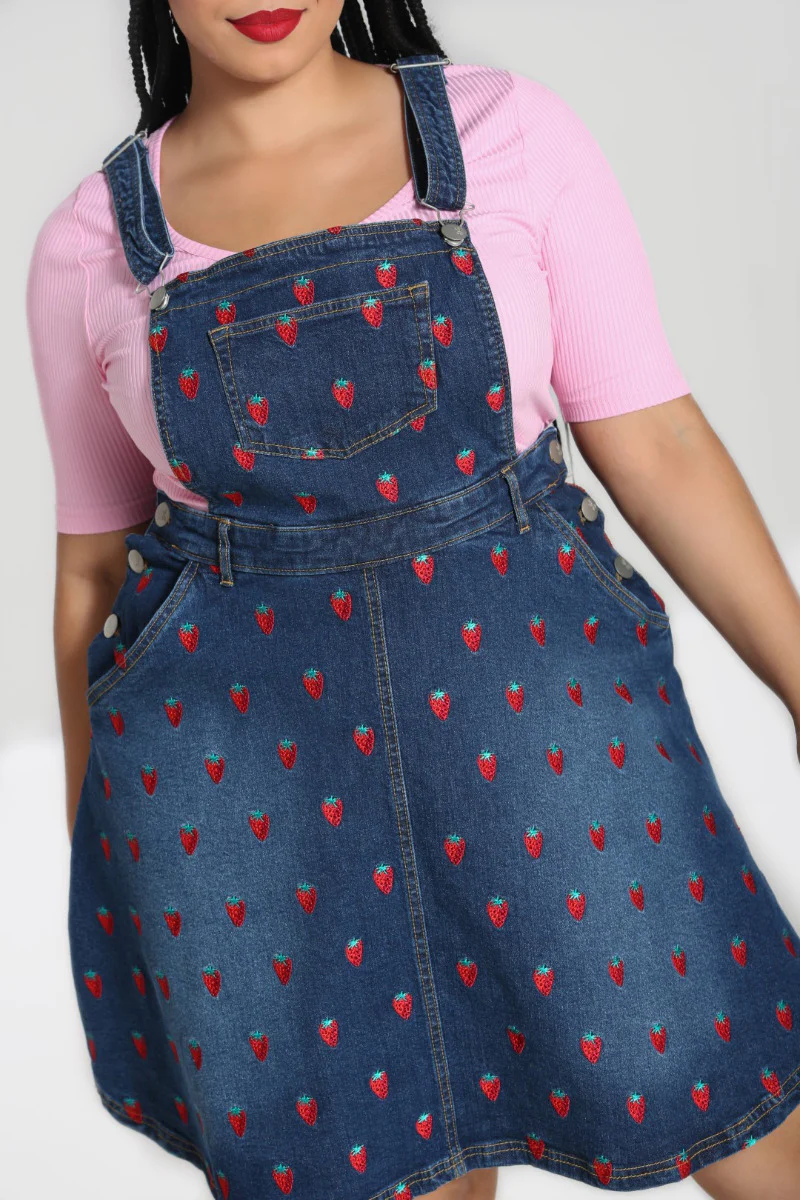 Strawberry Denim Pinafore Dress - Image 12