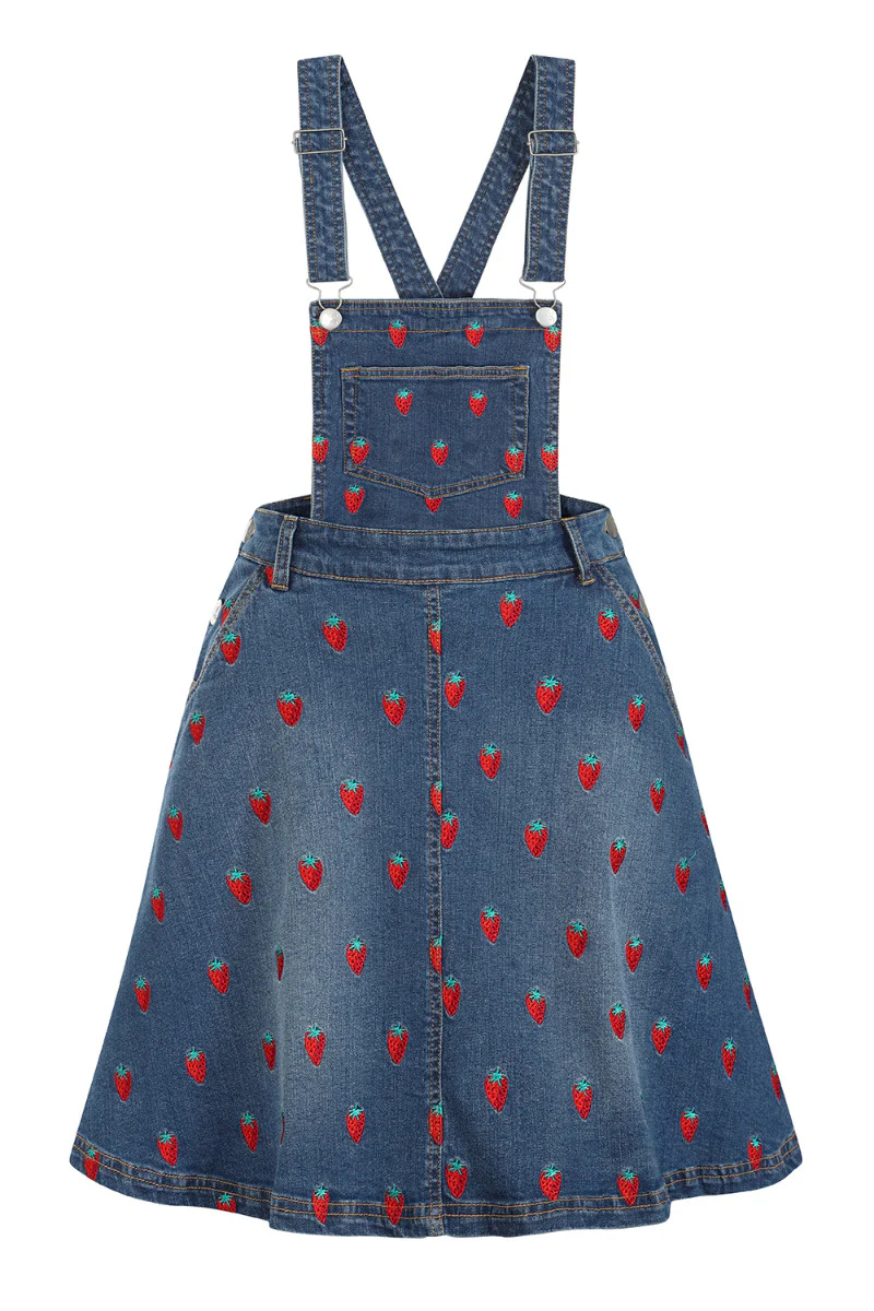 Strawberry Denim Pinafore Dress - Image 5