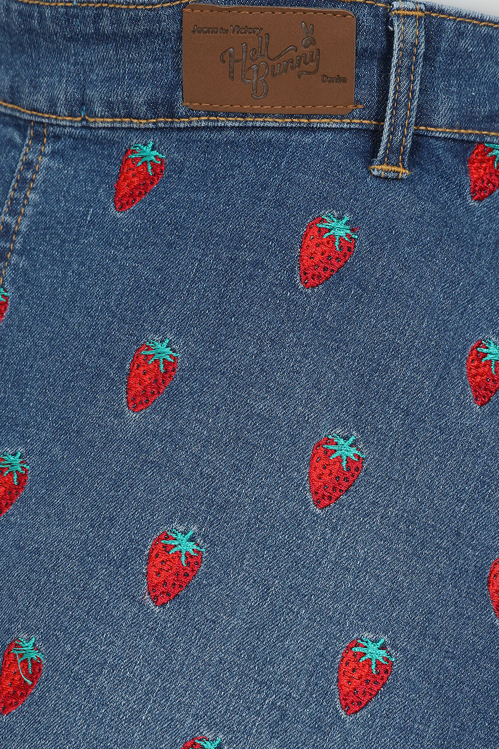 Strawberry Denim Pinafore Dress - Image 9