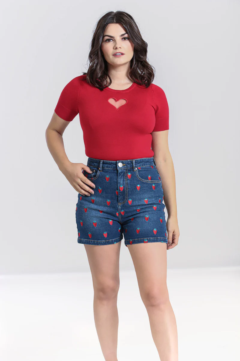 Strawberry Denim Shorts - Image 3