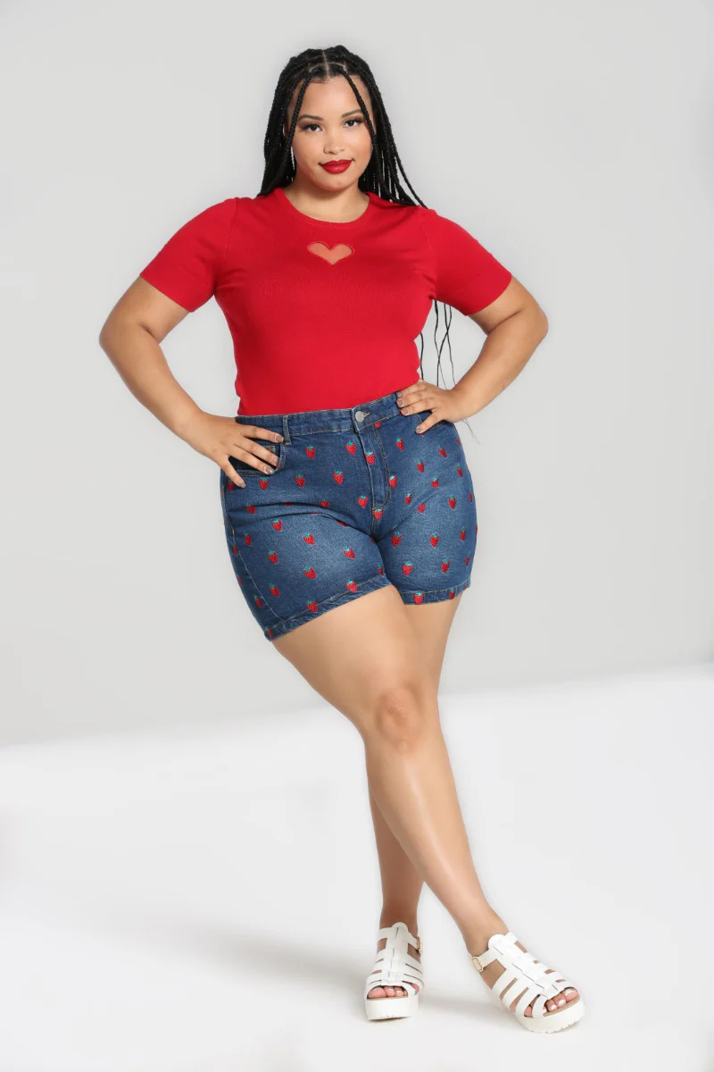 Strawberry Denim Shorts - Image 4