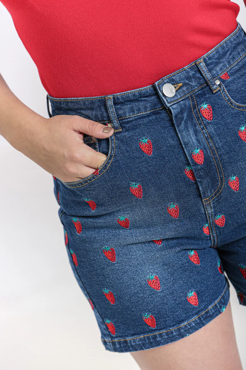 Strawberry Denim Shorts - Image 5
